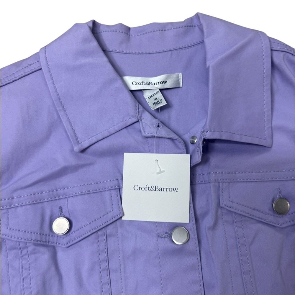 croft & barrow | Lavender Cotton-Blend Stretch Jean Jacket Pastel New With Tags - Picture 7 of 11